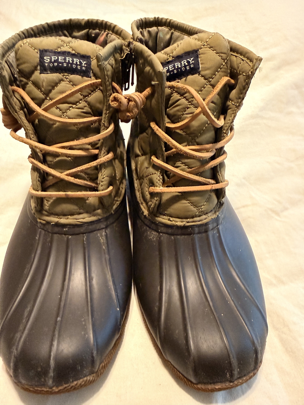 Sperry Olive Green Quilted Duck Boots